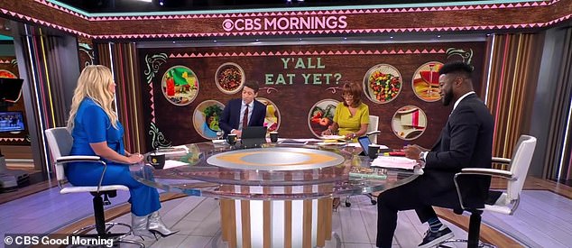 المحطة الأولى: كانت محطتها الأولى في اليوم رحلة في الصباح الباكر إلى CBS Mornings ، حيث تحدثت مع جايل كينج وتوني دوكوبيل ونيت بورليسون عن كتاب الطبخ الجديد الذي يمثل مزيجًا من الوصفات والذكريات المفضلة.