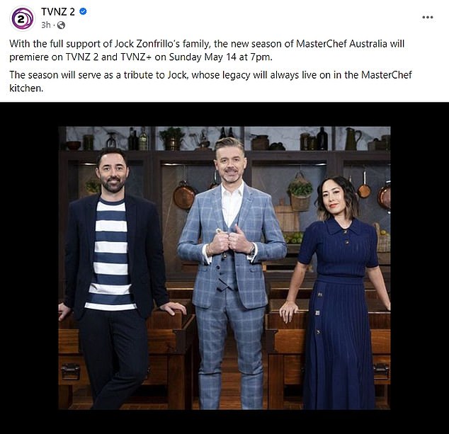 بعد تقدم Ten ، انتقلت TVNZ 2 أيضًا لإطلاق MasterChef بعد أسبوع من الموعد المحدد في الأصل ، ومن المقرر الآن أن يبدأ عرض الطهي يوم الأحد 14 مايو