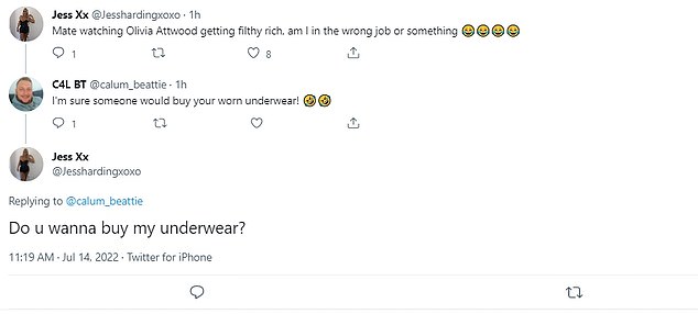 رأي: غردت جيس أيضًا حول عرض أوليفيا أتوود Getting Filthy Rich الذي شاهد نجم Love Island السابق يتعرف على موقع الكبار OnlyFans
