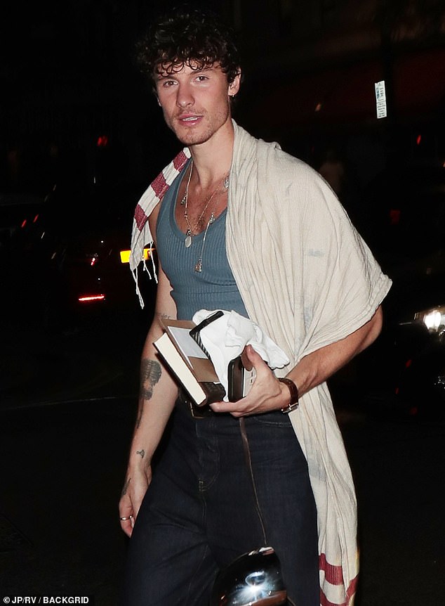 وفي الوقت نفسه، أمضى صديقها السابق شون مينديز، 26 عامًا، أمسية استرخاء في قراءة كتابه في لندن