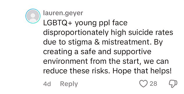 وتفاعل المتابعون مع تعليقاتها، حيث أبدى البعض دعمهم لرأيها، فيما انتقد آخرون الأم بسبب أفكارها المثيرة للجدل.