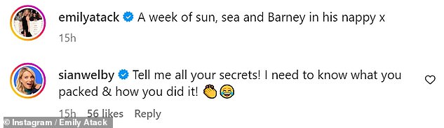 سارعت مقدمة برنامج This Morning سيان ويلبي، 37 عامًا، والتي أنجبت أيضًا في يونيو، إلى التعليقات لتسأل: 