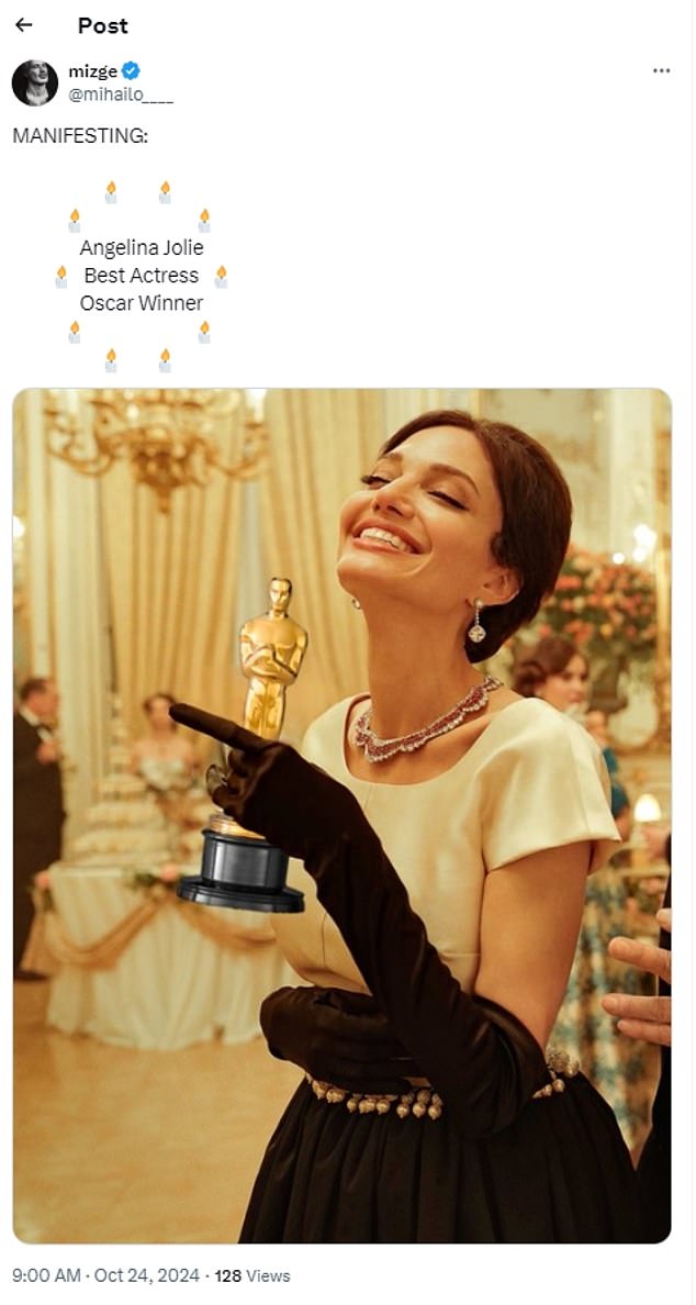 حتى أن مستخدم X آخر قام بالتقاط صورة لجولي وهي مبتهجة بالفرح وهي تتمسك بجائزة الأوسكار مع تغريدة تقول: 