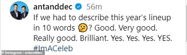 على الرغم من أن المقتطف لم يكشف عن الكثير، إلا أن الثنائي بدا في غاية السعادة مع مجموعة هذا العام، وكانا يلهثان بصوت مسموع من الصدمة ويصرخان بأنهما 