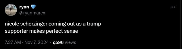لاحظ أحد مستخدمي X أن Scherzinger كان 