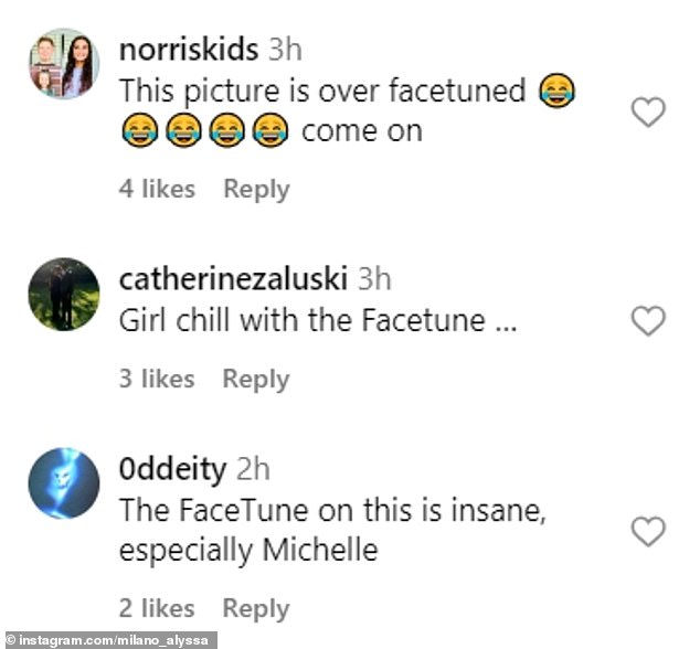 أشارت العديد من التعليقات إلى تطبيق التصفية Facetune