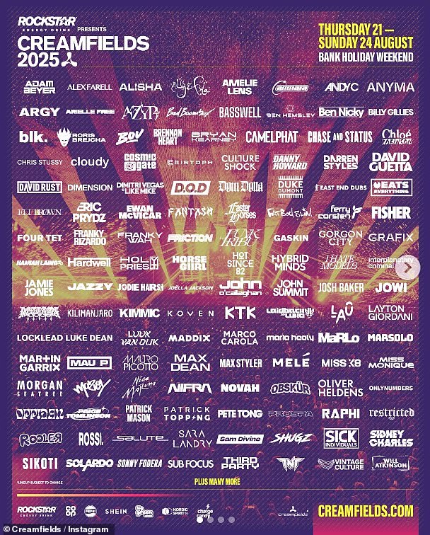 The Creamfields 2025 خط كامل