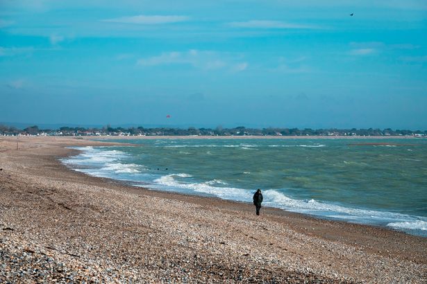 Stock - The Beach at Pagham Harbour ، وهو موقع بيولوجي وجيولوجي على مساحة 629 هكتارًا من الاهتمام العلمي الخاص على الضواحي الغربية لـ Bognor Regis في West Sussex. إنه موقع مراجعة للحفظ الجيولوجي ، وموقع مراجعة الحفاظ على الطبيعة ، وموقع رامسار ، ومنطقة حماية خاصة ومنطقة للحفظ البحري
