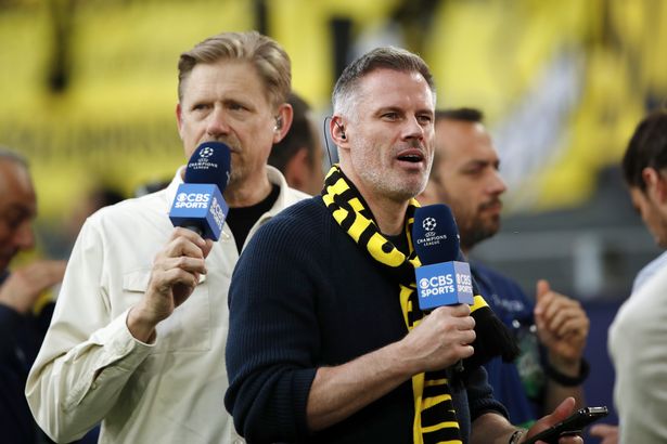 Dortmund - (LR) بيتر شميتشيل ، جيمي كارراغير خلال مباراة الدور نصف النهائي لدوري أبطال أوروبا في الاتحاد الأوروبي بين بوروسيا دورتموند وباريس سانت جيرمان في لوينت إدوونا بارك في 1 مايو 2024 في دورتموند ، ألمانيا. ANP / Hollandse Hoogte / Bart Stoutjesdijk (تصوير ANP عبر Getty Images)