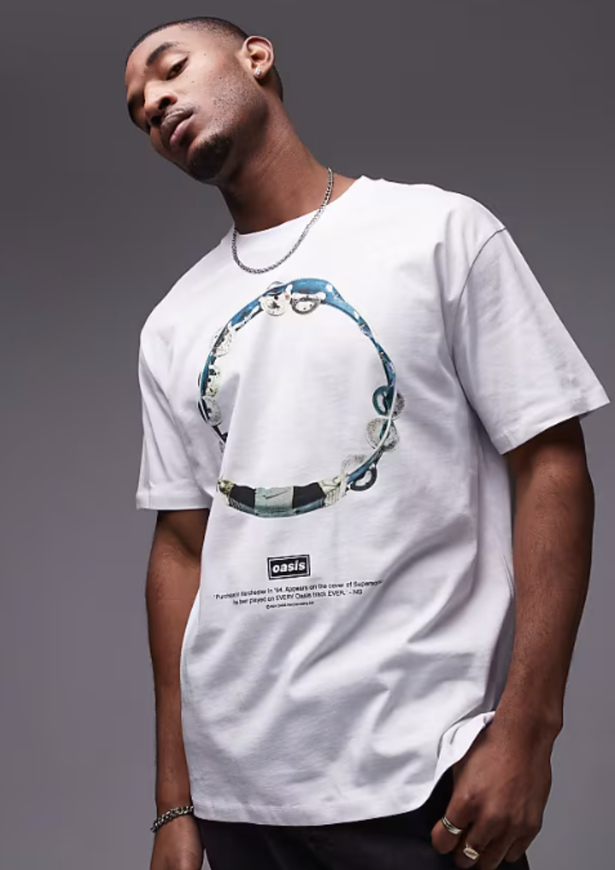 قميص Asos Topman كبير الحجم مع طباعة واحة باللون الأبيض - 24 جنيهًا إسترلينيًا
