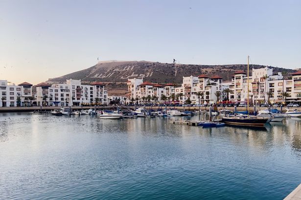 منظر القوارب في البحر ضد Clear Sky ، Agadir ، المغرب