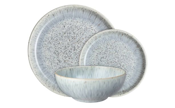 Denby's Halo Speckle 12 قطعة كوبيه مجموعة أدوات المائدة