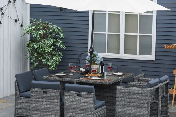 Outsunny Patio 9 PCS Rattan Table Table Set