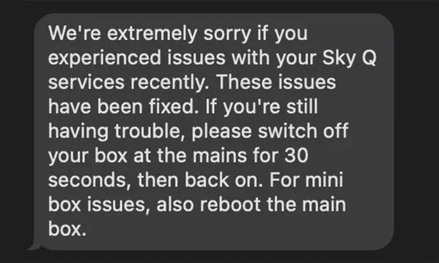 أرسلت Sky نصًا للعملاء 