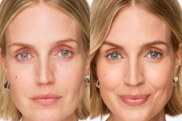 متسوق قبل وبعد استخدام مؤسسة Trinny's BFF طوال اليوم