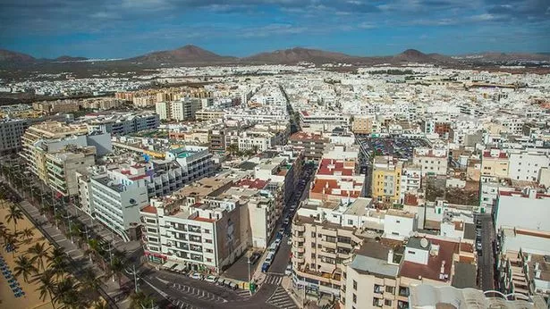 أرييل منظر من Arrecife ، Lanzarote.