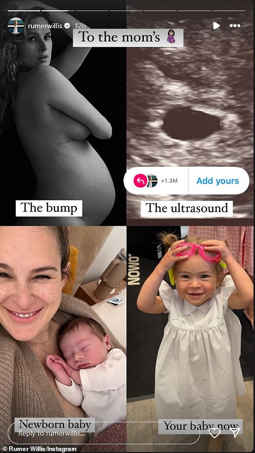 شاركت رومر ويليس ، 36 عامًا ، صورًا من رحلتها لتصبح أمًا ، غلاف مجلة Mom DeMi Moore لعام 1991 العارية لعام 1991. ابنتها لويتا الآن تبلغ من العمر 21 شهرًا