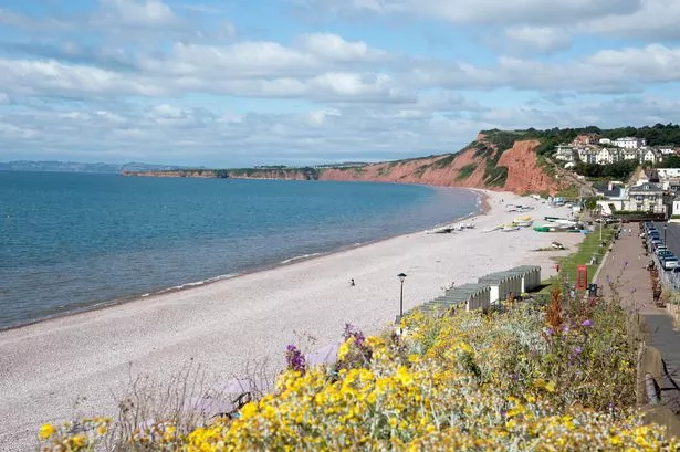 Budleigh Salterton منتجع ساحلي على ساحل Jurassic في شرق ديفون إنجلترا المملكة المتحدة
