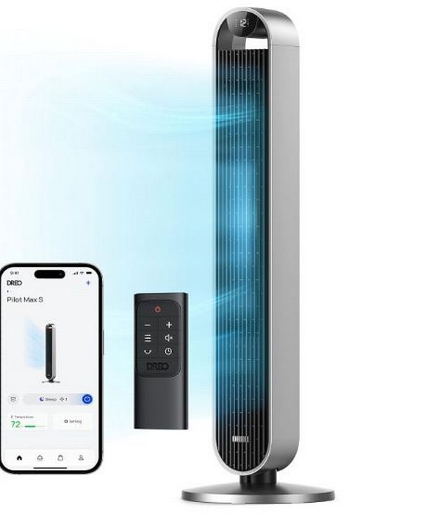 Dreo 42 بوصة Pilot Max Smart Tower Fan ، مروحة تبريد هادئة 25 ديسيبل