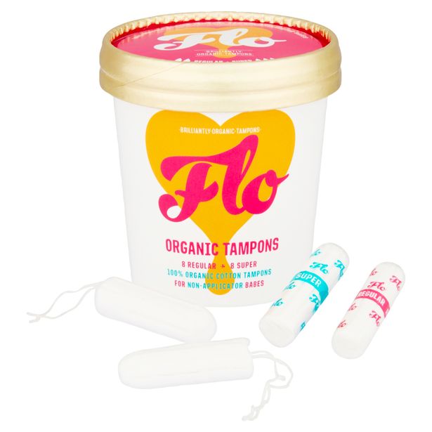 Flo Organic Stampons Packaging ، خلفية بيضاء