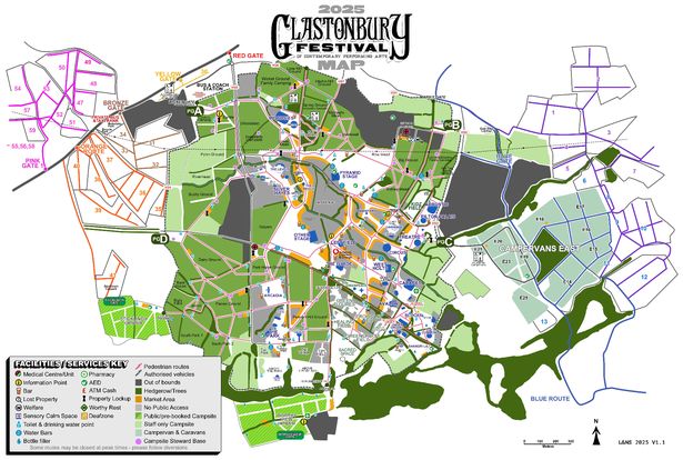 Glastonbury 2025 خريطة