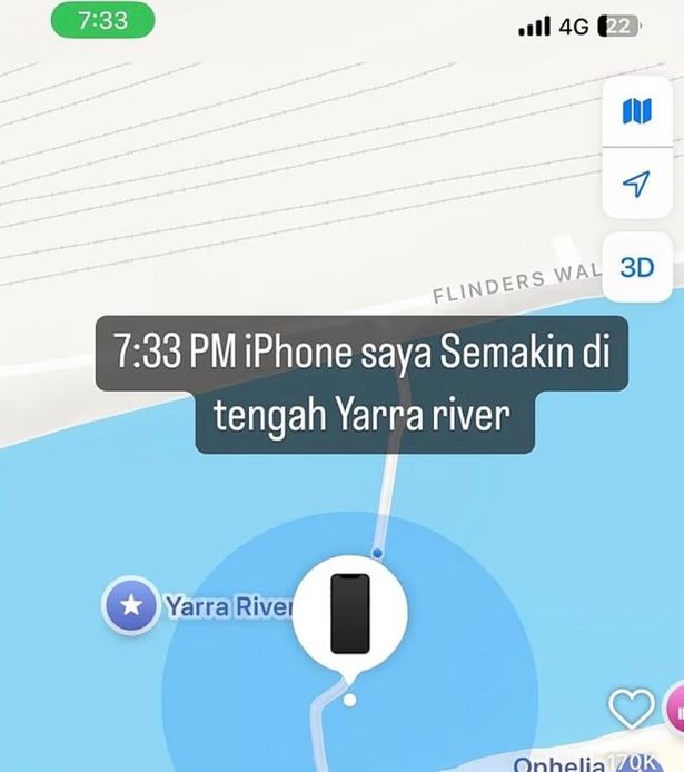 يبدو أن الهاتف في نهر ، وفقًا للخريطة 