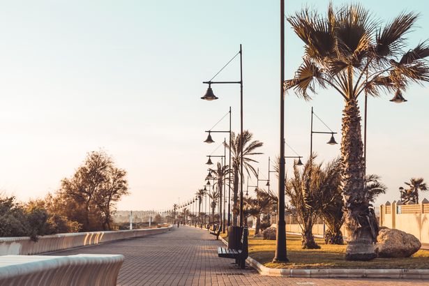 الشاطئ والمنحدر من Almerimar. المريريا ، الأندلس ، إسبانيا