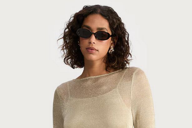 F&F مربعة الرقبة مزدهر فستان مصغرة بالذهب