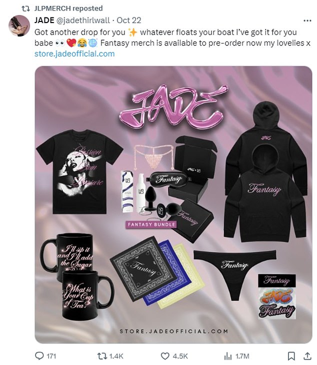 Jade أبعد ما يكون عن المشاهير الأول مع LGBTQ+ الكبير لإصدار Risqué Merch (في الصورة) كما تتبع على خطى ليدي غاغا وشارلي XCX