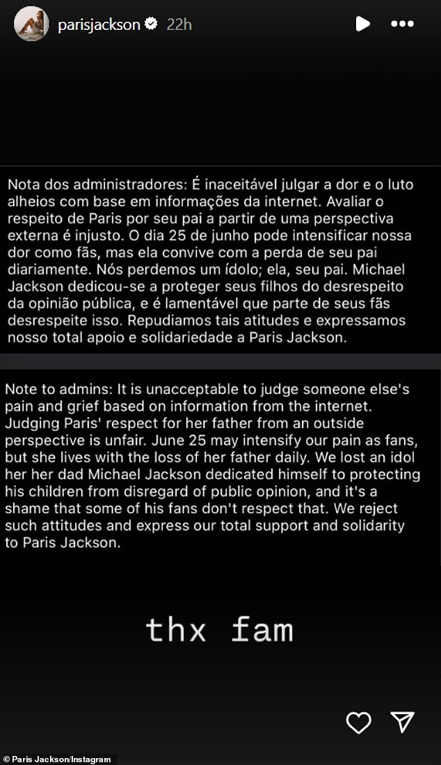 كما أعادت الأغنية ، من خلال قصص Instagram ، ما يبدو أنه تعليق أو تعليق من حساب المعجبين. لقد قرأت جزئيًا ،