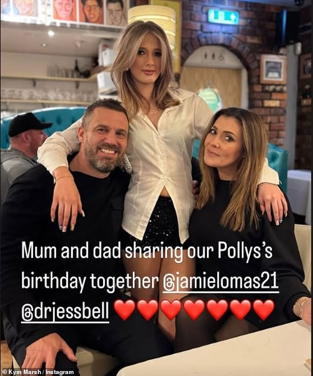 Kym هي أيضًا أم لابنة الخشخاش البالغة من العمر 14 عامًا والتي تشاركها مع زوجها السابق ونجمة Hollyoaks جيمي لوماس (في الصورة كعائلة في وقت سابق من هذا العام)