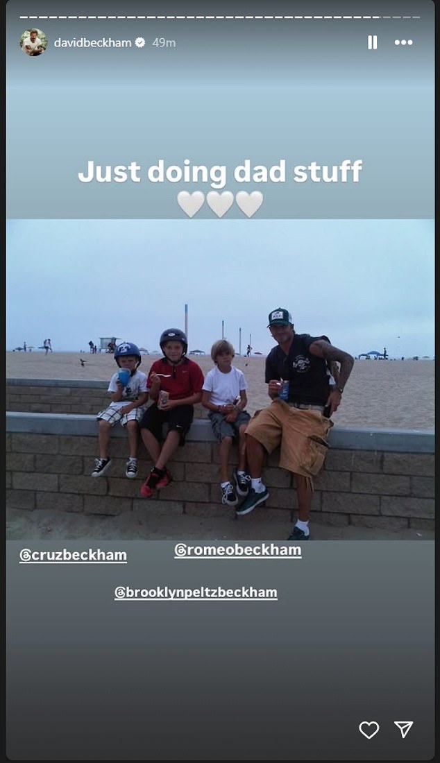 واصل ديفيد وضع علامة اليوم من خلال مشاركة اللقطات الإرهابية لأطفاله في قصصه في Instagram ، بما في ذلك بروكلين ، ووضع علامة عليه في كل فرد التقاط