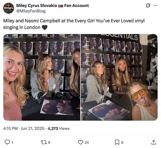 ظهرت صور شخصية أخرى شاركها حساب مشجعي Miley Cyrus هرع بالمثل ، لكن معجبيهم كانوا يبتسمون بشكل مشرق ويبدووا نشوة لأنهم قابلوا أصنامهم