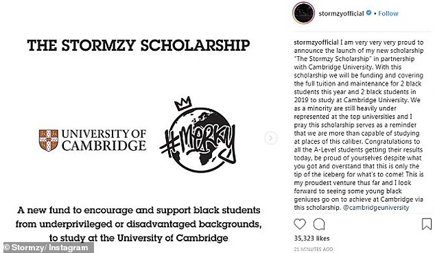 تم دعم خمسة وخمسين طالبًا من خلال منحة Stormzy وولدوا