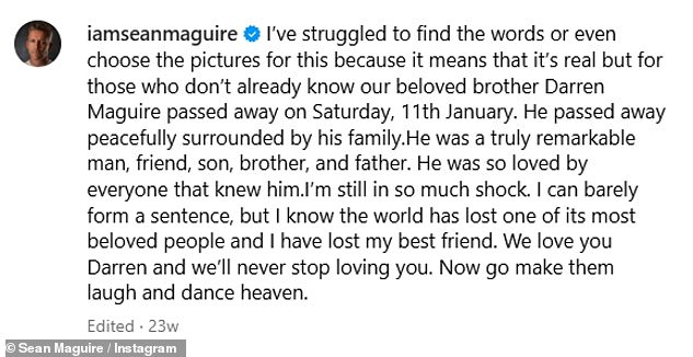 عند الانتقال إلى Instagram مع مقطع فيديو لصور شقيقه على مر السنين ، شارك شون: 'لقد ناضلت للعثور على الكلمات أو حتى اختيار الصور لهذا الغرض. لأنه يعني أنه حقيقي