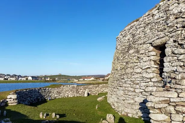 المناظر الطبيعية الخلابة لبرنامج Broch of Clickimin Dry Stone Architecture ، Lerwick ، Shetland ، Scotland ، United Kingom.