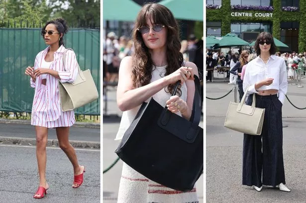 الزعفران Hocking و Millie Brady و Emma Appleton Antler Bag في Wimbledon