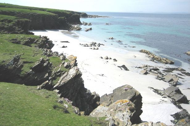 التسمية التوضيحية: Faray ، Orkney ، Sand Long ، يقع على الجانب الغربي من الجزيرة ، ويواجه صوت الراب
