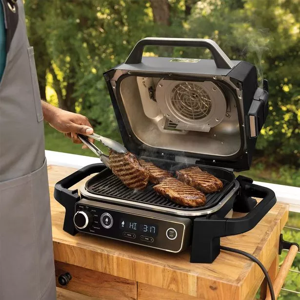 Ninja Woodfire Electric BBQ Grill & Smoker مع حامل وملحقات