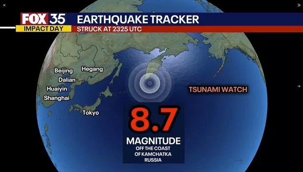 صورة جديدة من Kamchatchka ، روسيا عبر برقية خاصة توضح تأثير تسونامي.  https://x.com/nbergwx/status/1950353351276695891/photo/1