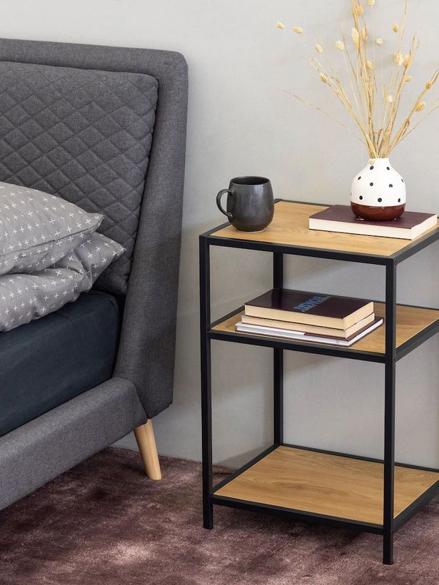 ACTONA Black Oak Seaford Metal Bedside Table من التالي