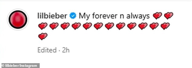 Bieber - الذي يضم 607.6 متر من متابعي وسائل التواصل الاجتماعي - قام بتعليق PDA: