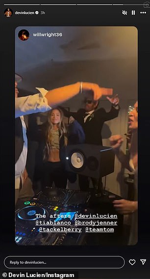 شريك Brosa DJ من Jenner Devin Lucien Instastoried من The Bride and Groom's Sucous Wedding Treeption