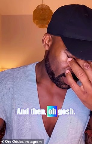مشاركة مقطع فيديو مدته ست دقائق مع أتباع Instagram ، كافح Oduba من أجل احتواء عواطفه بينما يعترف بأنه وقع ضحية للخداع