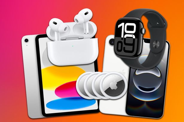 Collage of Apple Products: iPad ، AirPods ، Airtags ، Apple Watch ، iPhone