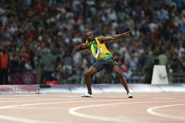 يحتفل Usain Bolt في الألعاب الأولمبية