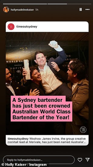 في يوم الثلاثاء ، وسط عناوين أكثر سلبية حول مستوى Ivy 6 ، وجهت Kaiser أتباعها إلى A Time Out Sydney Puff Piece حول رجل Merivale الذي تم تسميته نادلًا من العام