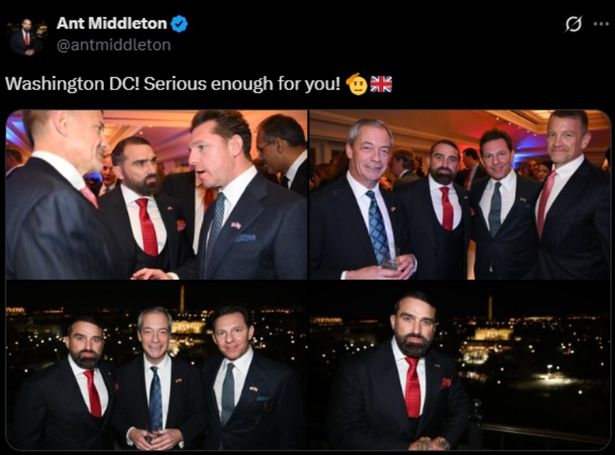 قامت Ant Middleton بتقديم صور إلى جانب السيد Farage و Responser Arstricure Nick Candy في واشنطن العاصمة في وقت سابق من هذا العام
