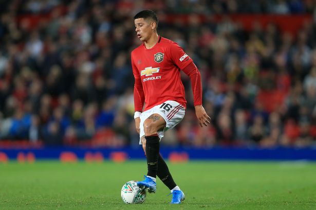 مانشستر ، إنجلترا - 25 سبتمبر: Marcos Rojo من Man UTD أثناء العمل خلال مباراة كأس كاراباو الثالثة بين مانشستر يونايتد وروتشديل AFC في أولد ترافورد في 25 سبتمبر 2019 في مانشستر ، إنجلترا. (تصوير سايمون ستاكبولي/التسلل/التسلل عبر غيتي إيمايز)