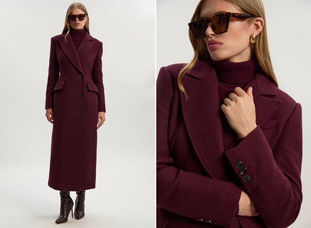 Karen Millen Wool Blend معطف ماكسي المجهز